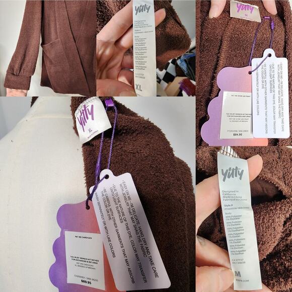 NWT Yitty Pet Me Brown Two Piece Comfy Cardigan Wide Leg Pant  Fuzzy Soft  Set - Picture 6 of 6